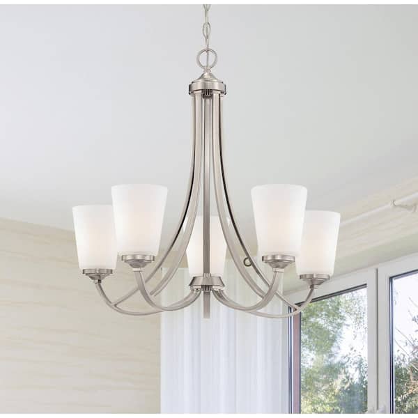 Overland Park 5-Light Brushed Nickel Modern Chandelier for Dining Room