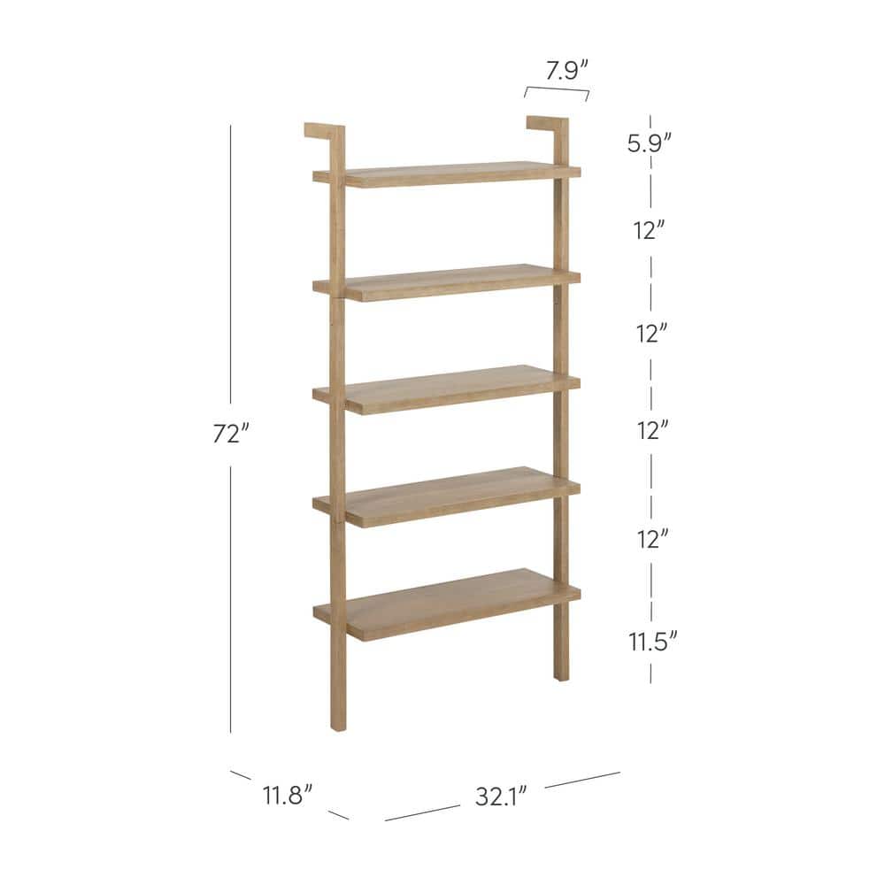 Beacon 72'' Brown Solid Wood 5-Tier Ladder Bookshelf