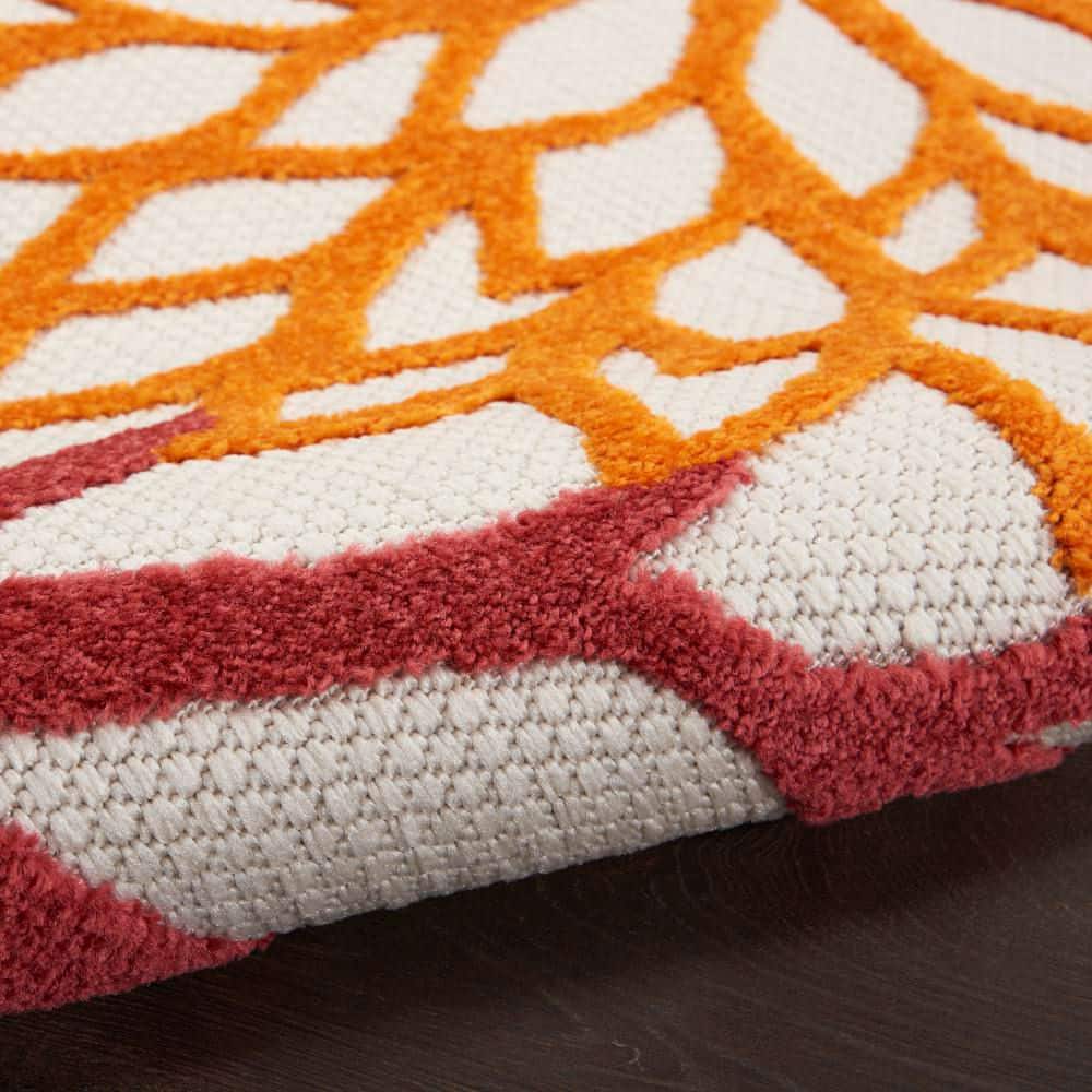Tropical Elegance Red Floral Synthetic Runner Rug 2'x6'