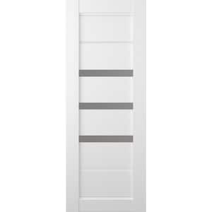 Rita 18 in. x 84 in. No Bore Solid Composite Core 3-Lite Frosted Glass Bianco Noble Wood Composite Interior Door Slab