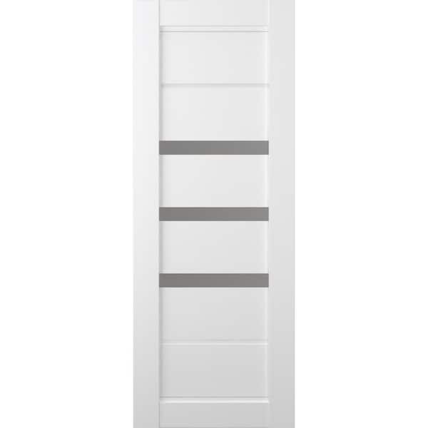 Belldinni Rita 18 in. x 84 in. No Bore Solid Composite Core 3-Lite Frosted Glass Bianco Noble Wood Composite Interior Door Slab