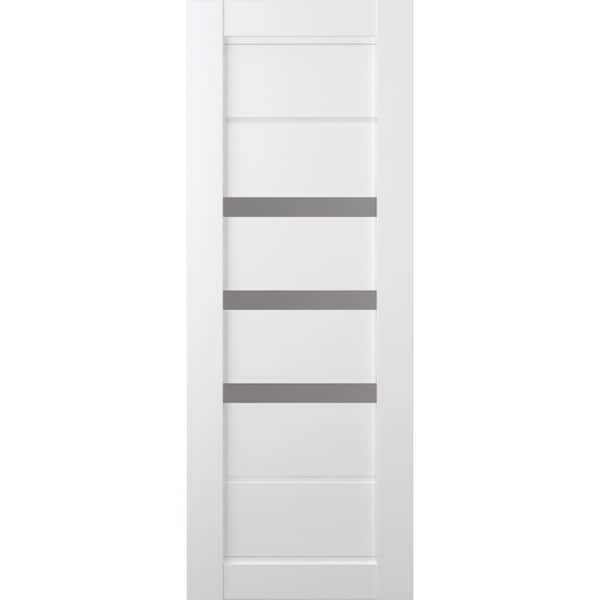 Belldinni Rita 18 in. x 96 in. No Bore Solid Composite Core 3-Lite Frosted Glass Bianco Noble Wood Composite Interior Door Slab