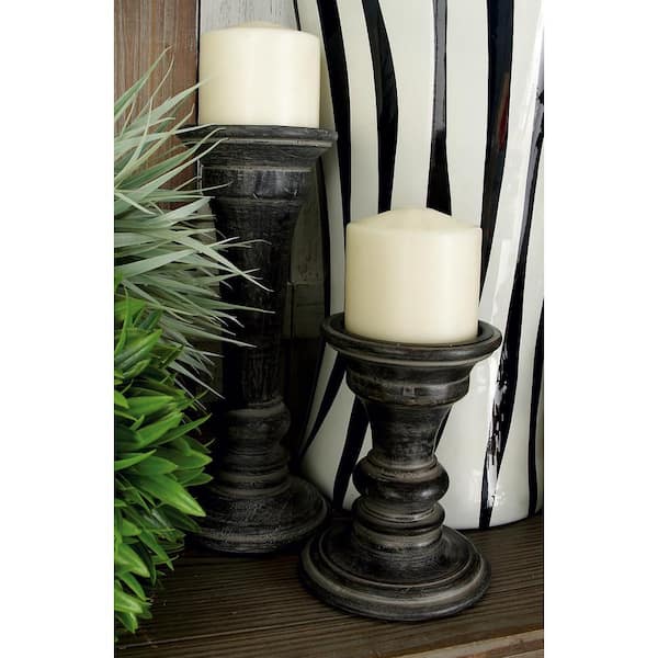 Black Mango Wood Candle Holder (Set of 3)