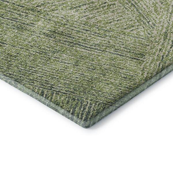 Mayfield Premium Machine Washable Abstract AMF991 Aloe 3 ft. x 5 ft. Area Rug