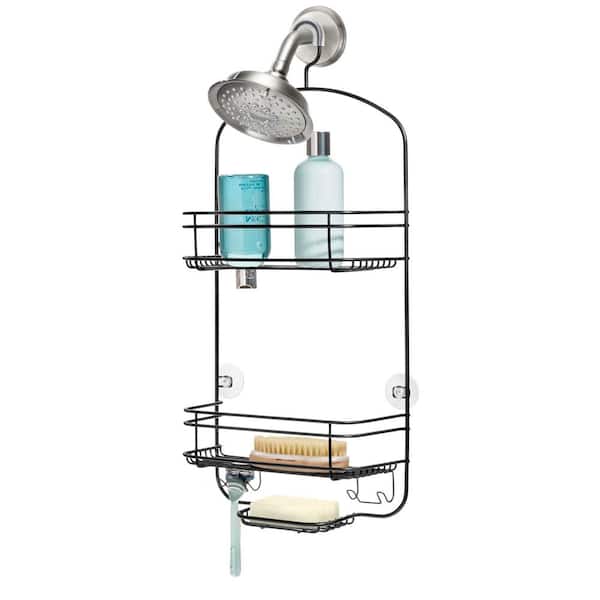 iDesign Medium Hanging Two Shelves Shower Caddy Measures 7.25 in. x 12.75 in. Matte Black