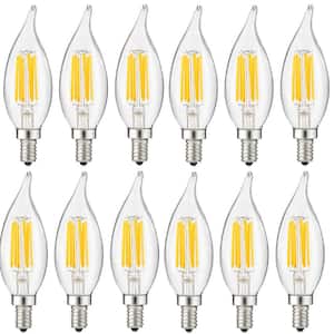 60-Watt Equivalent CA11 Dimmable Clear Flame Tip Filament LED Light Bulb in Warm White 2700K (12-pack)