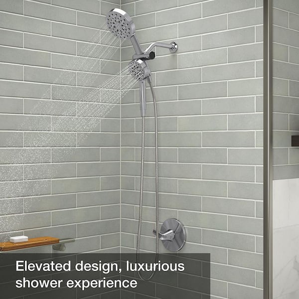 KOHLER Viron 4-Spray 6 in. Dual Wall Mount Fixed and Handheld Shower Heads 1.75 GPM in Polished Chrome
