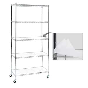 Chrome 5-Tier Rolling Carbon Steel Wire Garage Storage Shelving Unit with Casters (30 in. W x 63 in. H x 14 in. D)