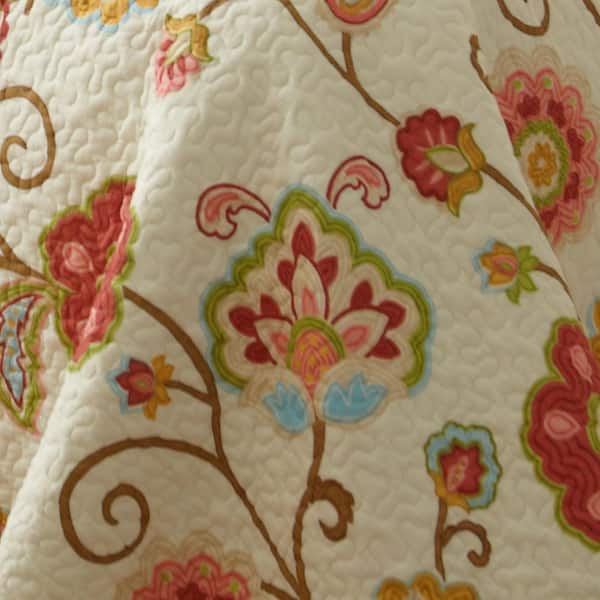LEVTEX HOME Basel 3-piece Multicolored Floral Cotton Full/Queen Quilt Set  L54802FQS - The Home Depot