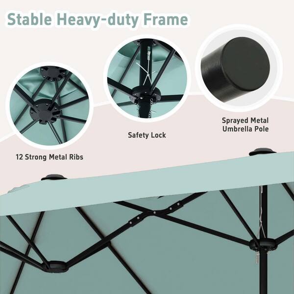 SUNRINX 14.8 ft. Market Double Sided Patio Umbrella in Light