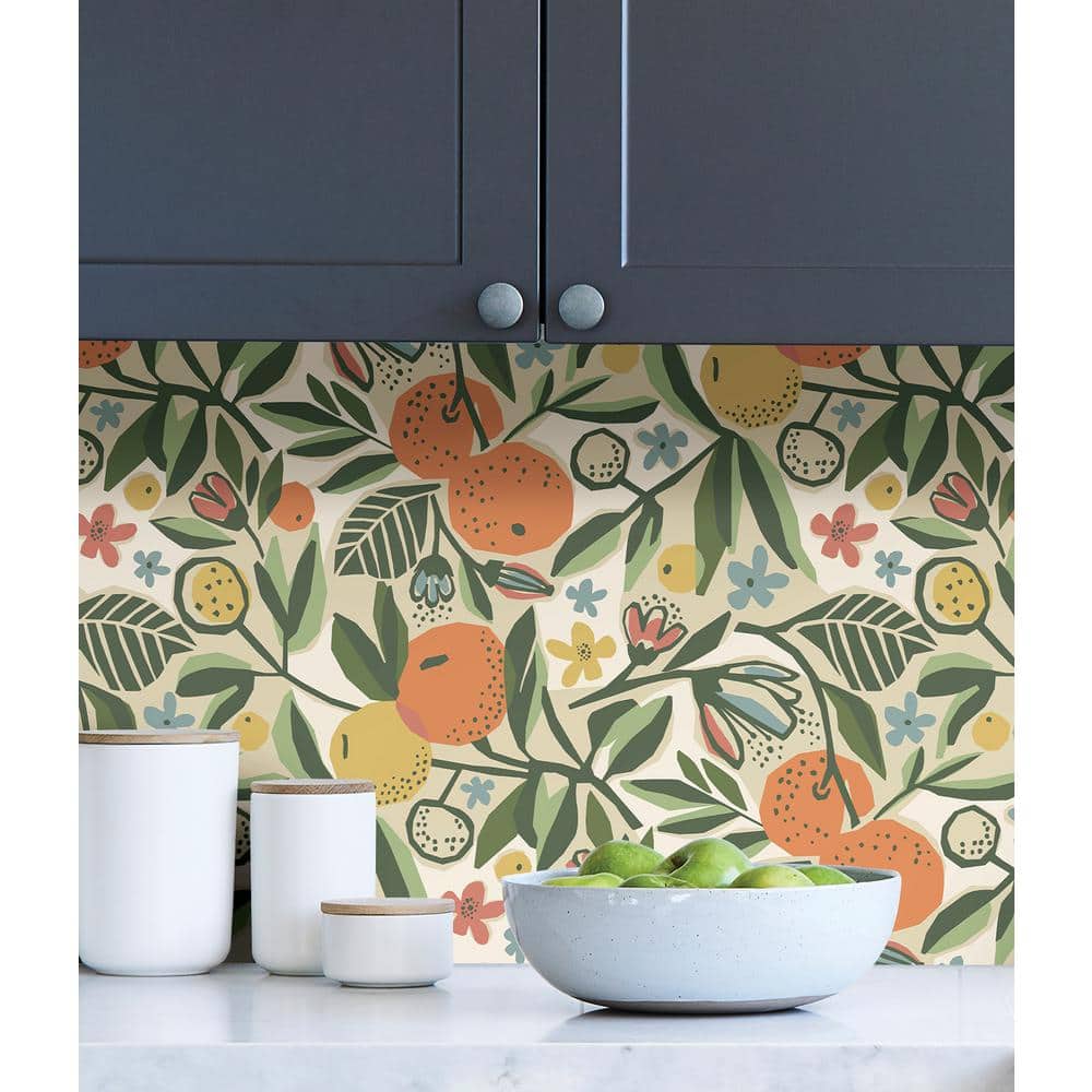 Ochre Clementine Garden Peel and Stick Wallpaper