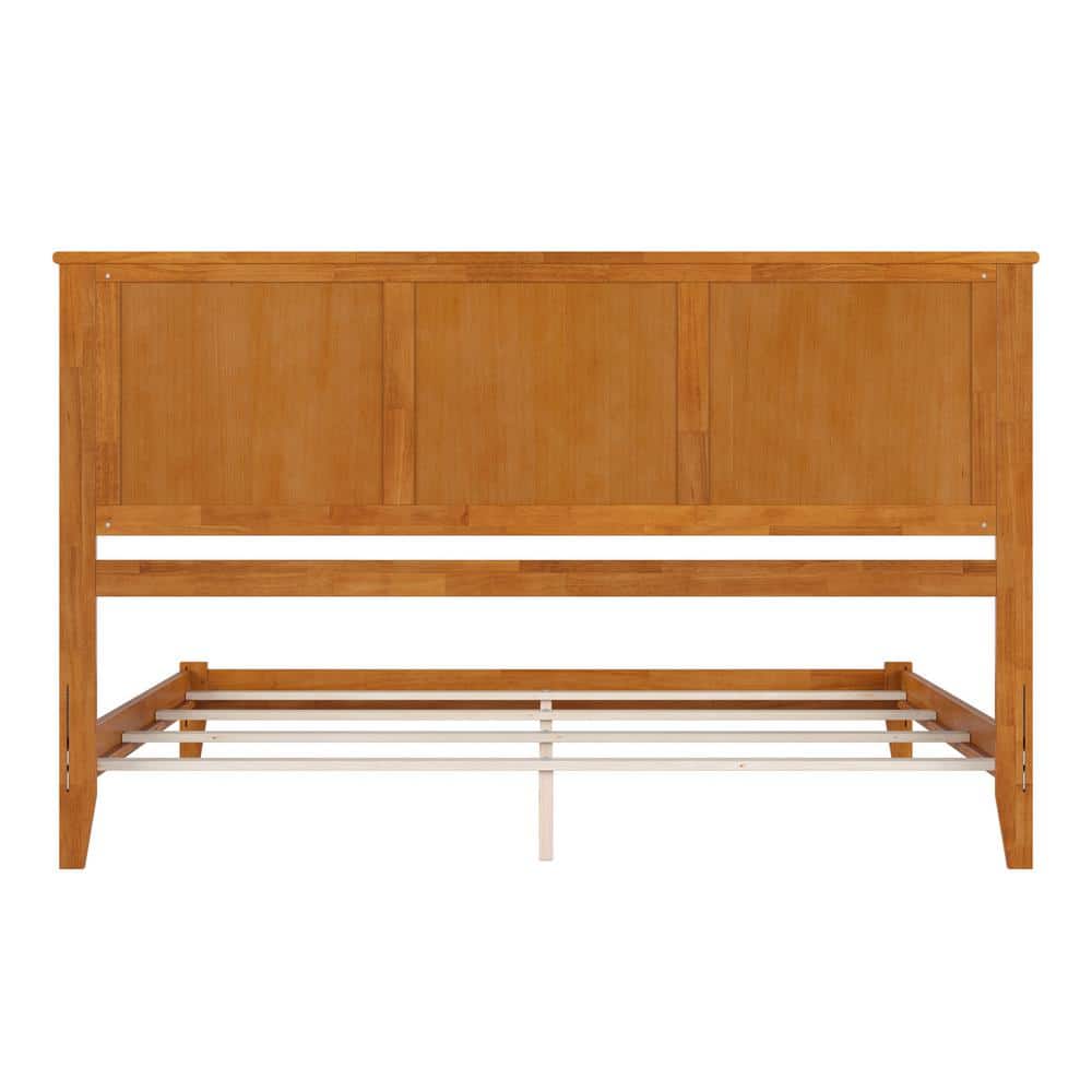 Madison King Light Toffee Wood Upholstered Bed with Headboard