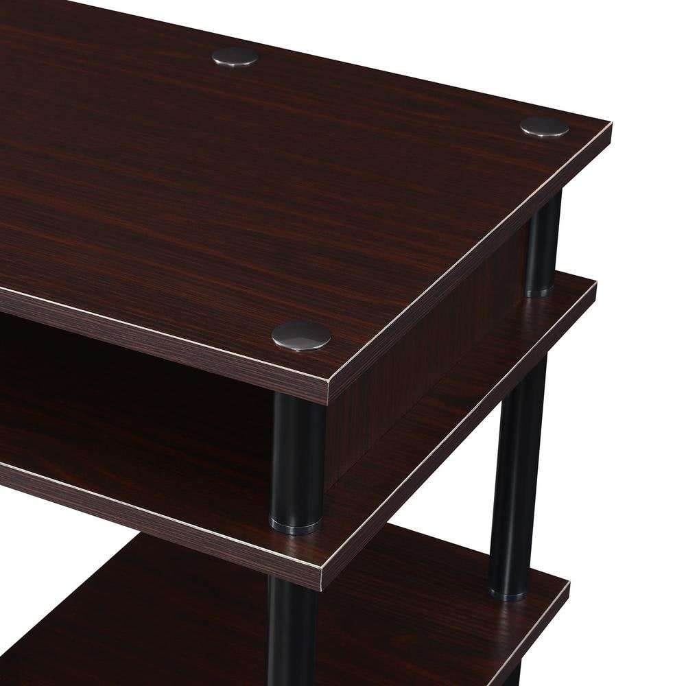 Espresso Wood and Black Metal 48" Student Desk with Shelves