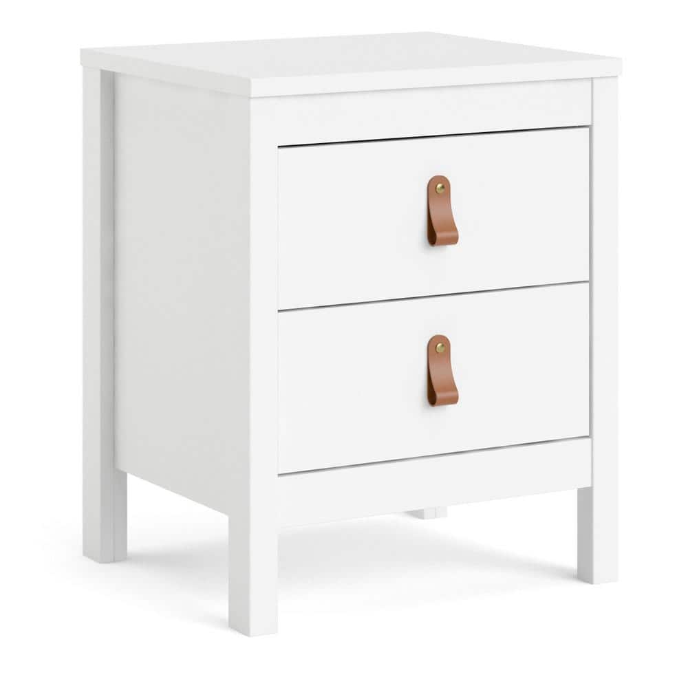 White 2-Drawer Modern Nightstand with Foil Finish