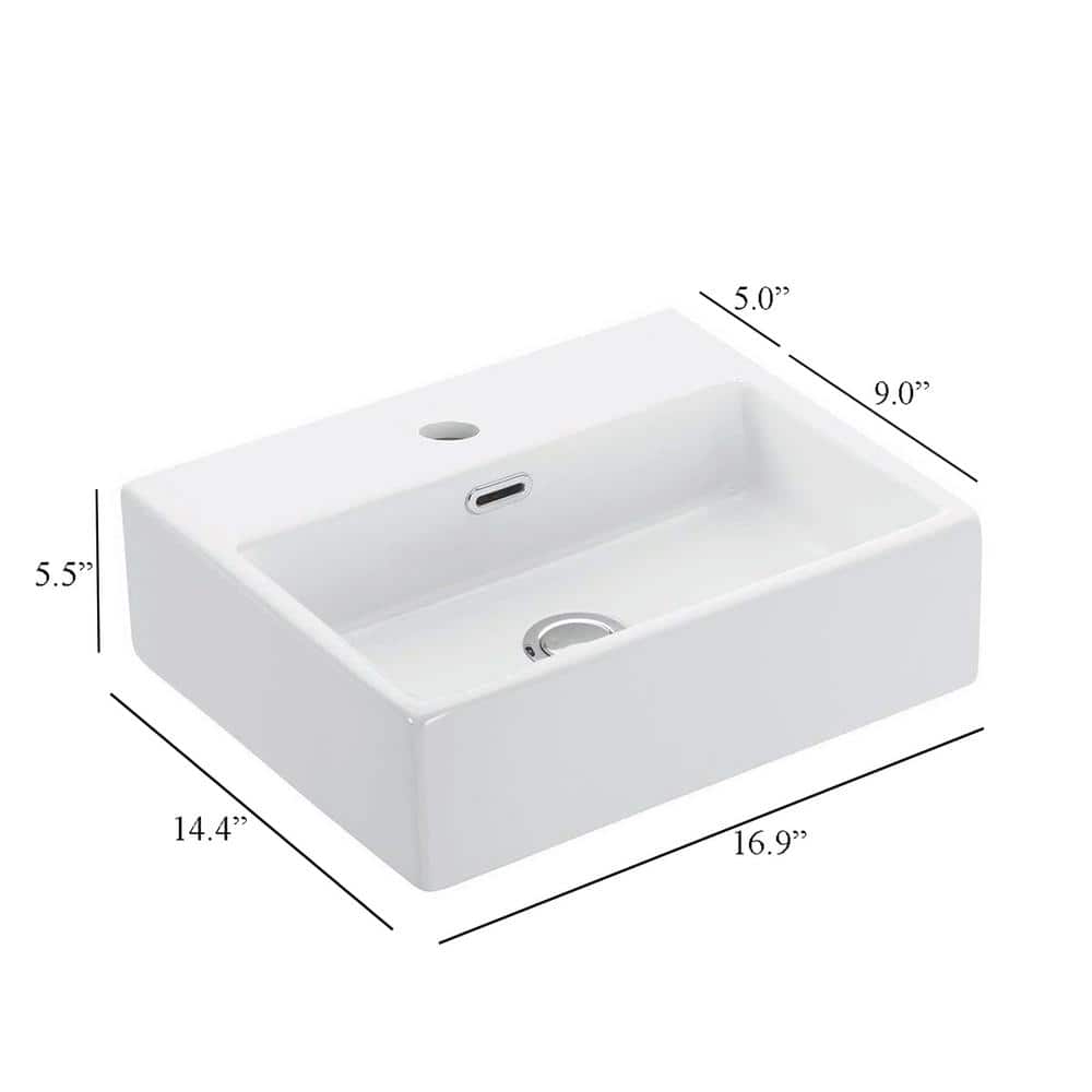 Quattro Matte White Ceramic Wall-Mount Vessel Sink