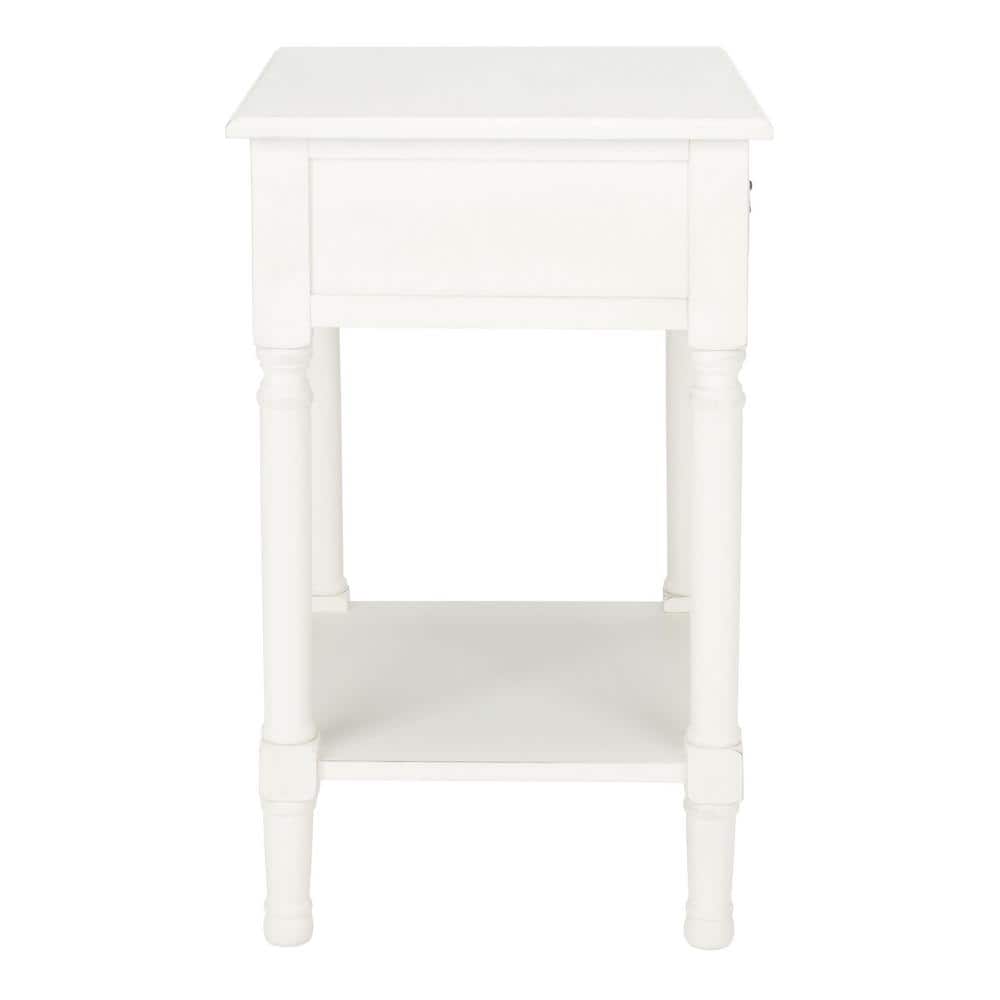 Whitney Distressed White Solid Wood 1-Drawer Accent Table