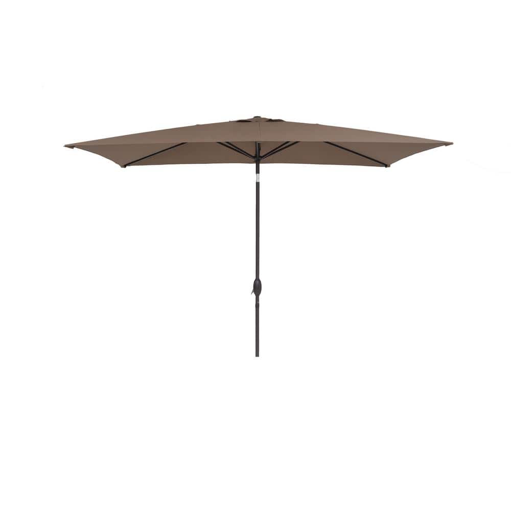 10 ft. x 6.5 ft. Steel Patio Market Umbrella in Taupe