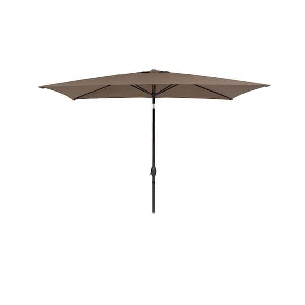 Unbranded 10 ft. x 6.5 ft. Steel Patio Market Umbrella in Taupe