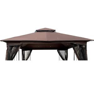 10 ft. x 10 ft. Patio Double Roof Gazebo Replacement Canopy, Top Fabric Only, Brown