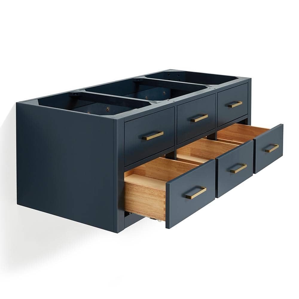 Midnight Blue 54'' Single Wall-Mount Vanity with Gold Handles