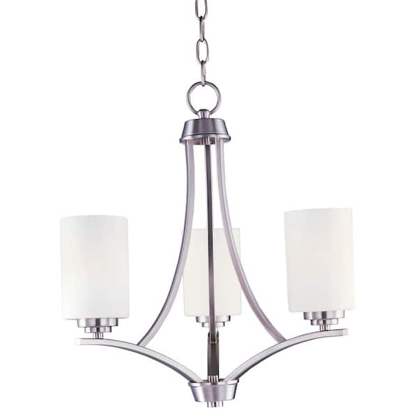 Maxim Lighting Deven 3-Light Satin Nickel Chandelier with Satin White Shade