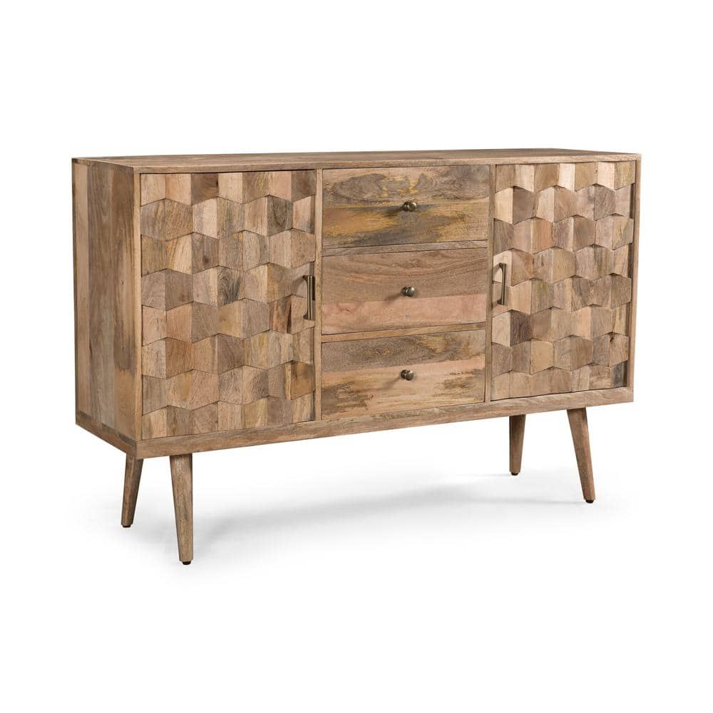 Wood 56 in. x 16 in. x 36 in. Outdoor Kitchen Cabinet with 3-Drawers and 2-