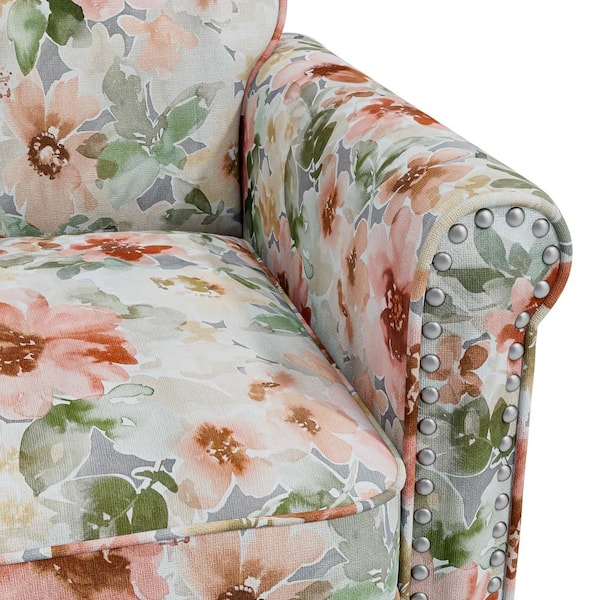 Handy Living Jean Pastel Orange and Green Floral Fabric