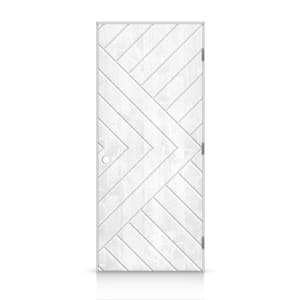 24 in. x 80 in. Chevron Arrow Left-Handed Hollow-Core White Stained Pine Wood Single Prehung Interior Door