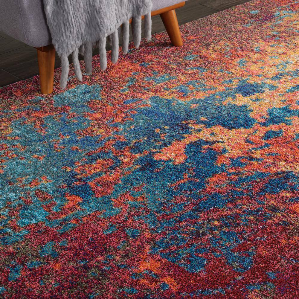 Atlantic Abstract Blue and Orange Synthetic Rug 7'10" x 10'6"