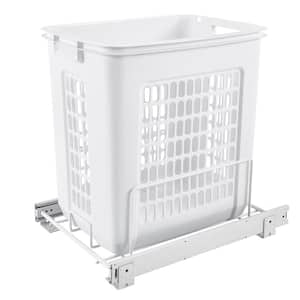 White 20 in. Polymer Pull Out Large Clothes Hamper