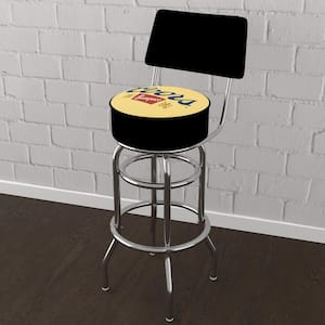 Coors Banquet Logo 31 in. Yellow Low Back Metal Bar Stool with Vinyl Seat