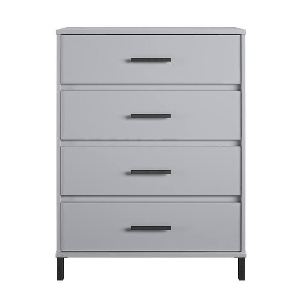 Ameriwood Home Harmony 4-Drawer Gray Dresser 44.92 in. H x 31.18 in. W x 19.69 in. D
