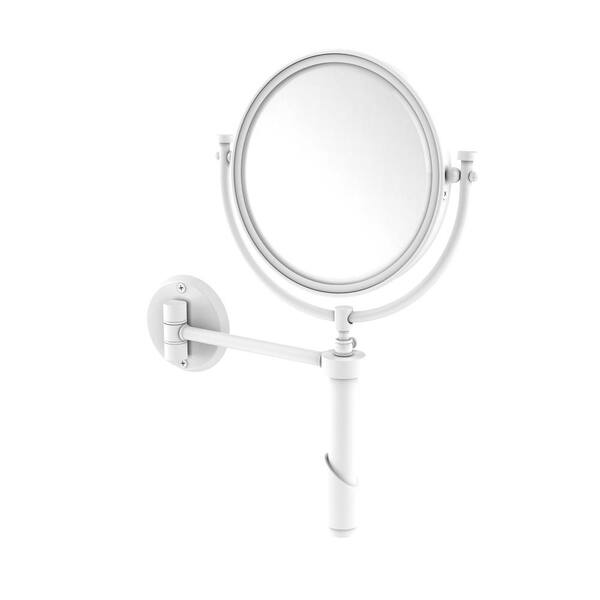 Tribecca Collection Wall Mounted Make-Up Mirror 8 Inch Diameter with 5X Magnification in Matte White