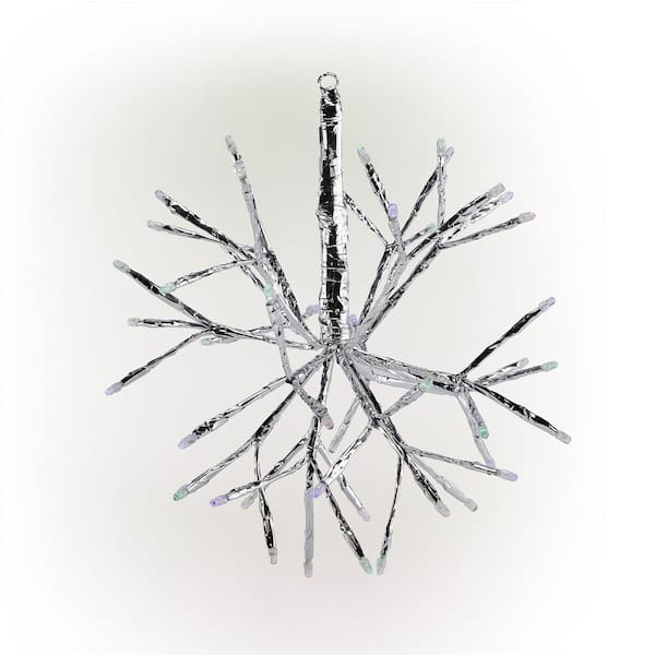 Alpine Corporation 10 in. Tall Christmas Snowflake Ornament with Multi-Color LED Lights, Multi-Colored