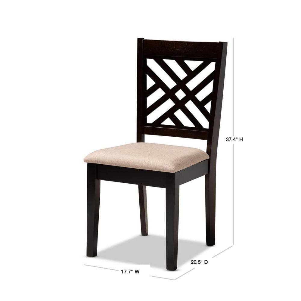 Caron Mahogany Rubberwood Dining Chairs with Lattice Back, Set of 4