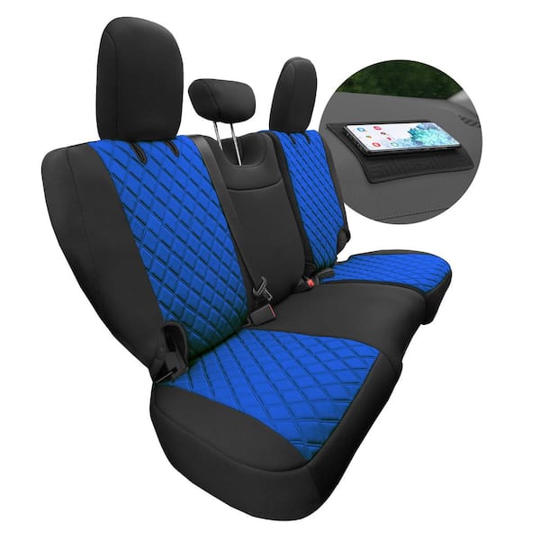 Car Seat Covers Blue Black Full Set for Auto w/Black Carpet Floor Mats