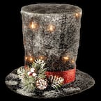 10 in. Black Sisal Hat with 10-Clear Lights