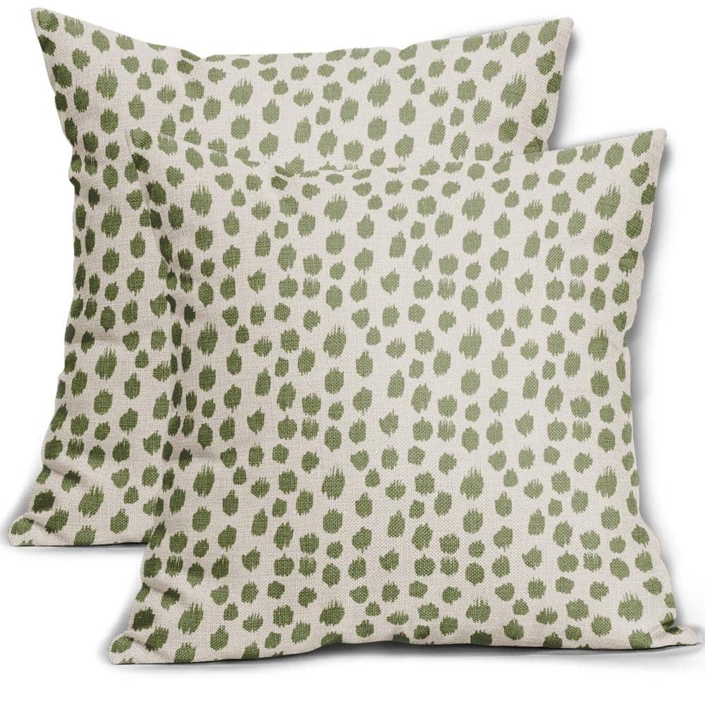 Set of 2 18 in. x 18 in. Sage Green Cream Green Boho Outdoor Throw Pillow Covers, Decorative Cushion Cases price history on PriceWatchPro