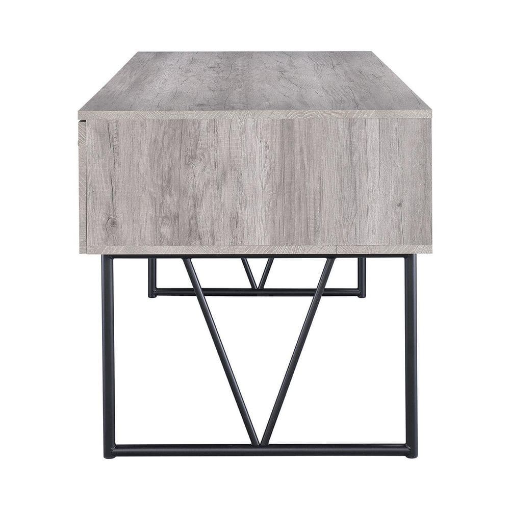 Analiese 63" Grey Driftwood Industrial Home Office Desk with 4 Drawers