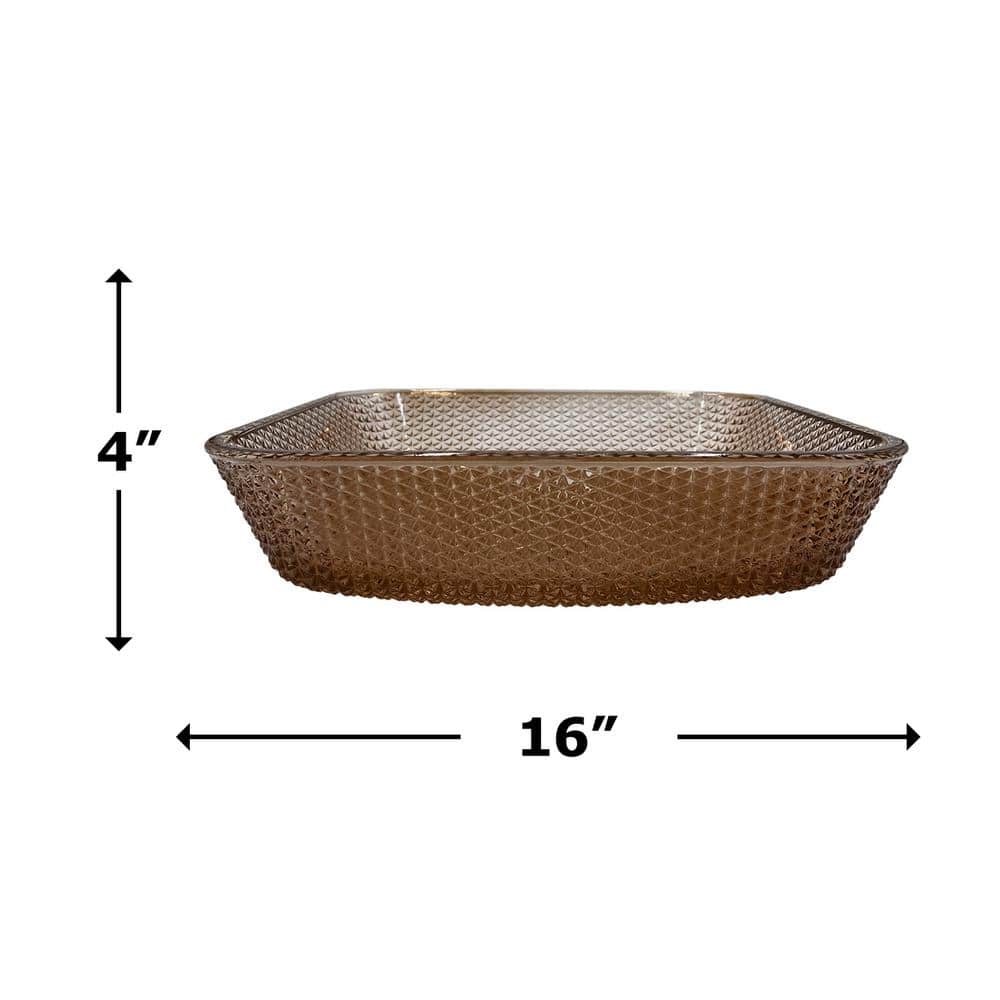 16" Brown Textured Glass Square Vessel Sink