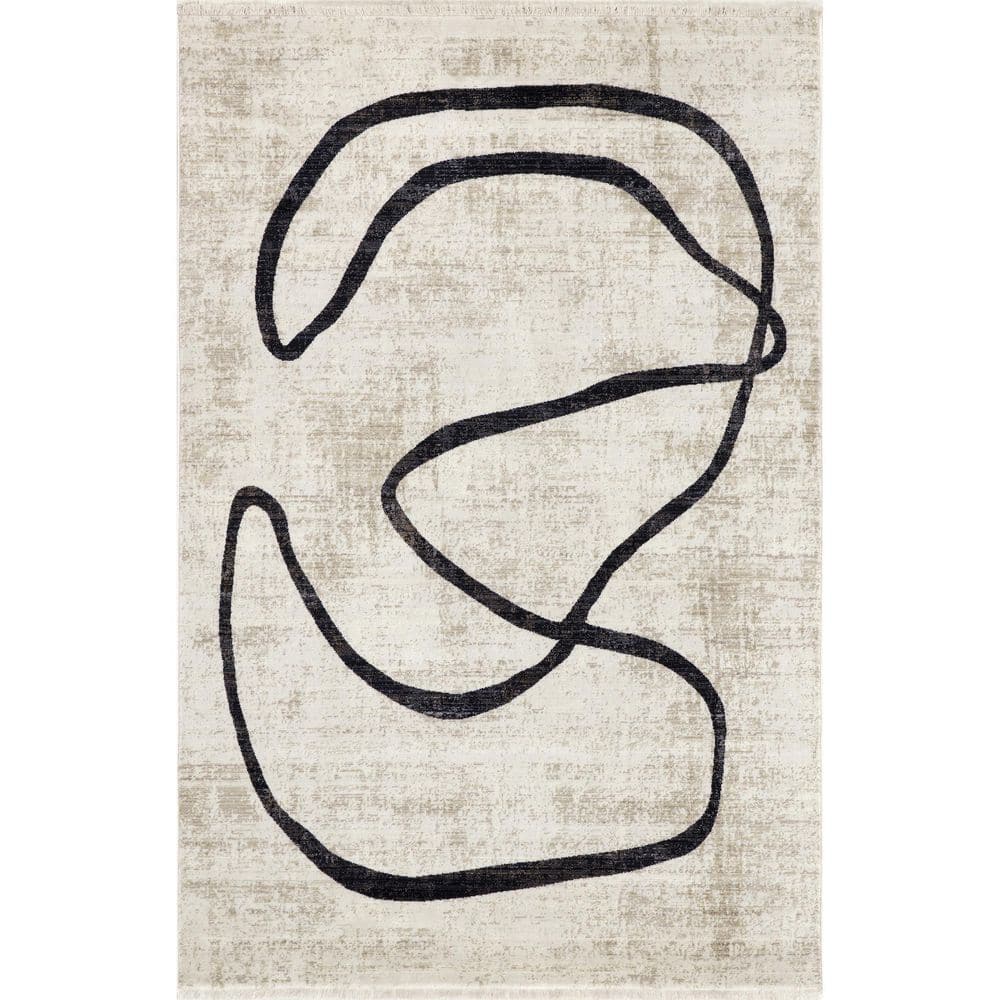 nuLOOM Hayley Modern Abstract Fringe Beige 5 ft. x 8 ft. Area Rug