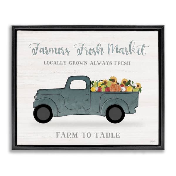 Stupell Industries Farmers Fresh Market Truck by Natalie Carpentieri Black Floater Frame Graphic Travel Art Print 21 in. x 17 in.