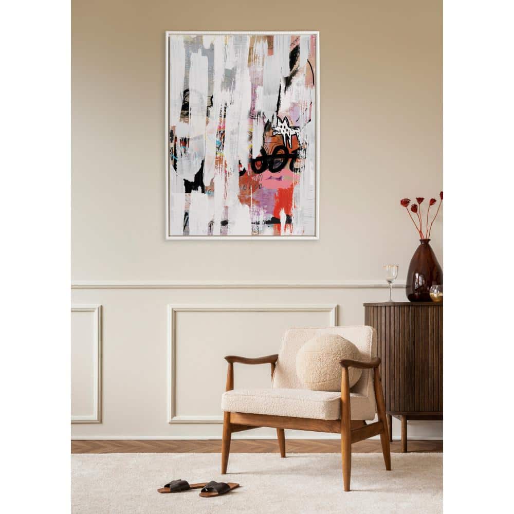Sylvie Beaded White Framed Abstract Canvas Art 28"x38"