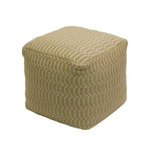 16 in. Polyester Hand Woven Pouf Ottoman, Sand
