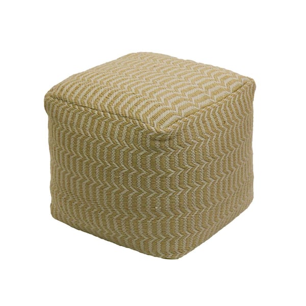 National Outdoor Living 16 in. Polyester Hand Woven Pouf Ottoman, Sand