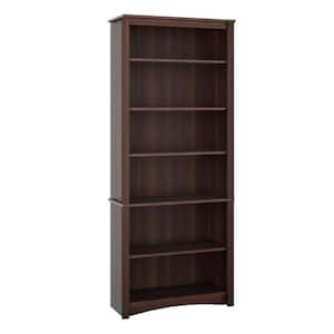 77 in. Espresso Wood 6-shelf Standard Bookcase with Adjustable Shelves