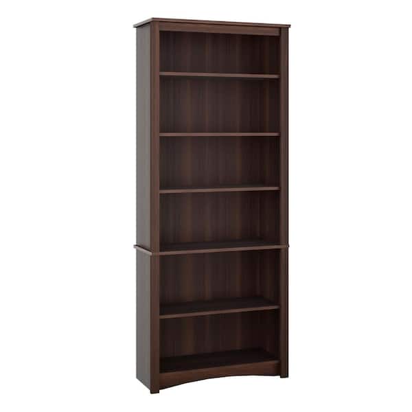 Prepac 77 in. Espresso Wood 6-shelf Standard Bookcase with Adjustable Shelves