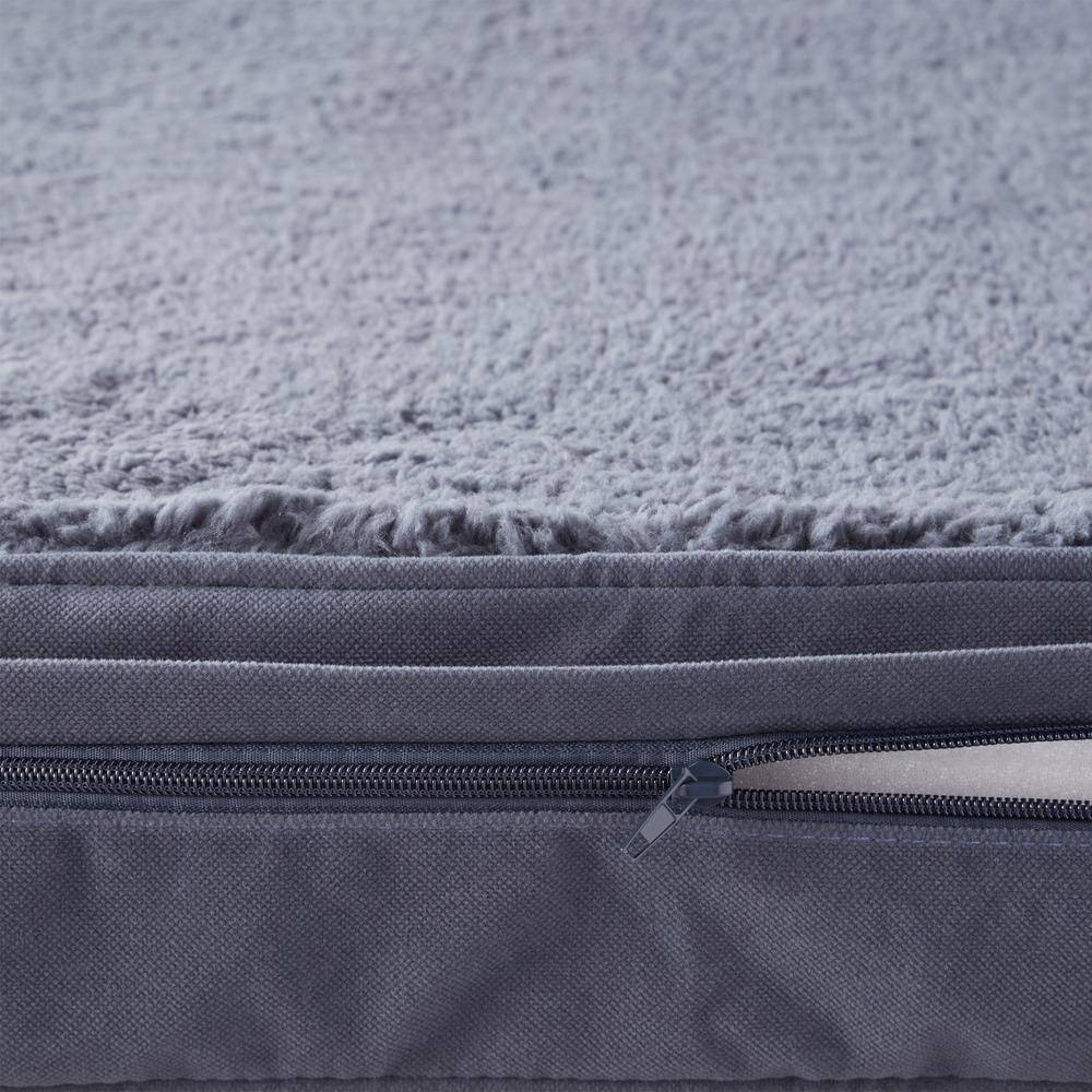 Large Blue Steel Orthopedic Dog Bed with Sherpa Panel