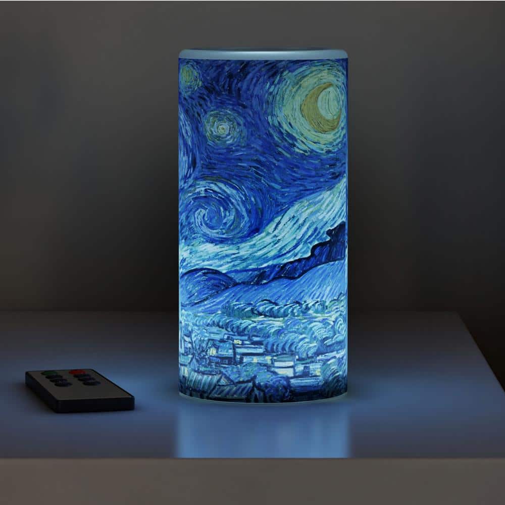 Van Gogh Starry Night Lighted Canvas and LED Candle Set