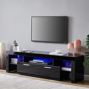 63 in. Black TV Stand Fits TV's up to 70 in. with LED Lights